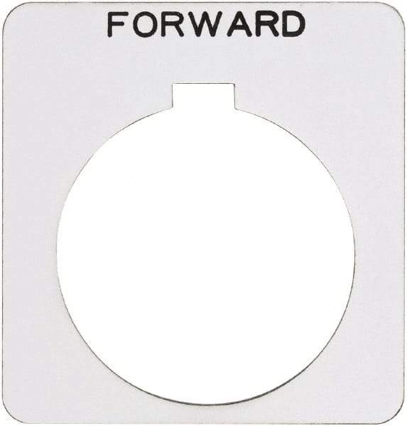 Schneider Electric - Square, Plastic Legend Plate - Forward - White Background, Black Letters, 1.22 Inch Hole Diameter, 1-3/4 Inch Square - Exact Tool & Supply