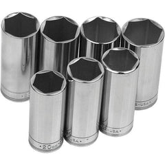SK - 3/8" Drive Deep Socket Set - 7 to 19mm, Metric Measurement Standard - Exact Tool & Supply
