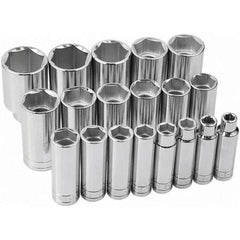 SK - 1/2" Drive Deep Socket Set - 3/8 to 1-1/2", Inch Measurement Standard - Exact Tool & Supply