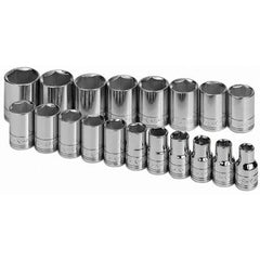 SK - 1/2" Drive Standard Socket Set - 10 to 28mm, Metric Measurement Standard - Exact Tool & Supply