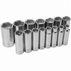 SK - 1/2" Drive Deep Socket Set - 3/8 to 1-1/4", Inch Measurement Standard - Exact Tool & Supply