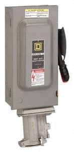 Square D - 60 Amp, 600 VAC, 3 Pole Fused Safety Switch - NEMA 1, 50 hp at 600 VAC (Triple Phase) - Exact Tool & Supply