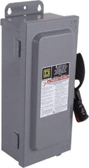 Square D - 100 Amp, 600 VAC/VDC, 3 Pole Nonfused Safety Switch - NEMA 12, 40 hp at 600 VAC, 50 hp at 600 VDC (Single Phase), 100 hp at 600 VAC, 50 hp at 600 VDC (Triple Phase), 3PST Contact Form - Exact Tool & Supply