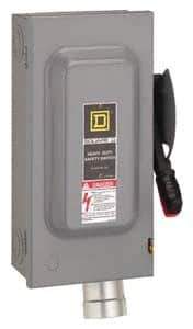 Square D - 60 Amp, 600 VAC, 3 Pole Nonfused Safety Switch - NEMA 12, 30 hp at 600 VAC (Single Phase), 60 hp at 600 VAC (Triple Phase) - Exact Tool & Supply