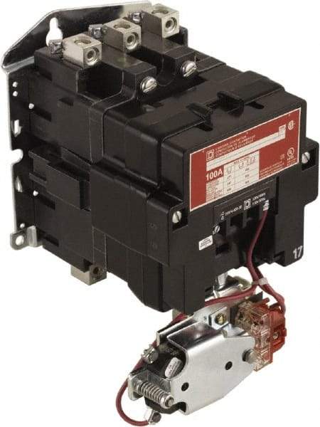 Square D - No Enclosure, 3 Pole, Mechanically Held Lighting Contactor - 100 A (Tungsten), 277 VAC at 60 Hz - Exact Tool & Supply