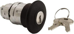 Schneider Electric - 22mm Mount Hole, Extended Mushroom Head, Pushbutton Switch Only - Round, Black Pushbutton, Nonilluminated, Maintained (MA) - Exact Tool & Supply