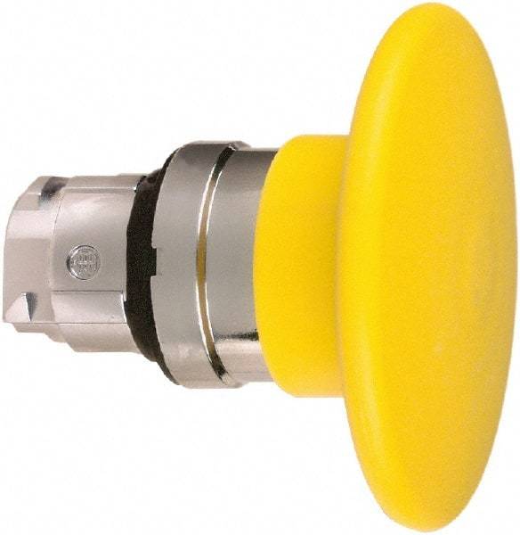 Schneider Electric - 22mm Mount Hole, Extended Mushroom Head, Pushbutton Switch Only - Round, Yellow Pushbutton, Nonilluminated, Momentary (MO) - Exact Tool & Supply