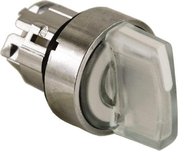 Schneider Electric - 22mm Mount Hole, 2 Position, Handle Operated, Selector Switch - White, Momentary (MO), Illuminated, Shock, Vibration and Water Resistant - Exact Tool & Supply