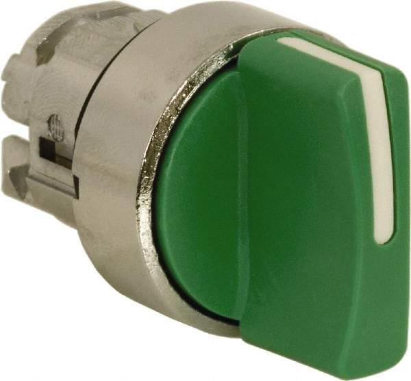 Schneider Electric - 22mm Mount Hole, 3 Position, Handle Operated, Selector Switch Only - Green, Momentary (MO), Nonilluminated, Shock, Vibration and Water Resistant - Exact Tool & Supply
