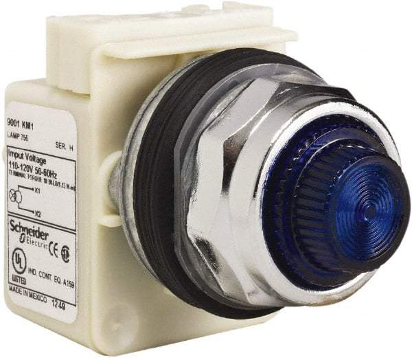 Schneider Electric - 120 VAC Blue Lens Indicating Light - Screw Clamp Connector - Exact Tool & Supply