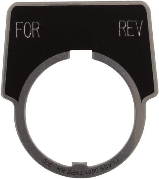 Schneider Electric - Aluminum Legend Plate - Forward-Reverse - Black Background, 30mm Hole Diameter, 1-3/4 Inch Wide - Exact Tool & Supply