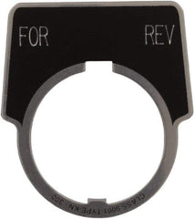 Schneider Electric - Aluminum Legend Plate - Forward-Reverse - Black Background, 30mm Hole Diameter, 1-3/4 Inch Wide - Exact Tool & Supply