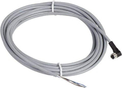 Telemecanique Sensors - 3 Amp, M8 4 Pin Elbowed Female Cordset Sensor and Receptacle - 60 VAC, 75 VDC, 5m Cable Length, IP67 Ingress Rating - Exact Tool & Supply