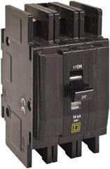 Square D - 10 Amp, 240 VAC, 3 Pole, DIN Rail Mounted, Flush Mount, Surface Mount Miniature Circuit Breaker - Thermal Magnetic Trip, 10 kA at 120/240 VAC Breaking Capacity, 14-2 (Aluminum), 14-2 (Copper) AWG, 74mm Deep x 103mm High x 19mm Wide - Exact Tool & Supply