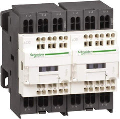 Schneider Electric - 3 Pole, 24 Coil VDC, 12 Amp at 440 VAC, Reversible IEC Contactor - 1 Phase hp: 1 at 115 VAC, 2 at 230/240 VAC, 3 Phase hp: 10 at 575/600 VAC, 3 at 200/208 VAC, 3 at 230/240 VAC, 7.5 at 460/480 VAC - Exact Tool & Supply