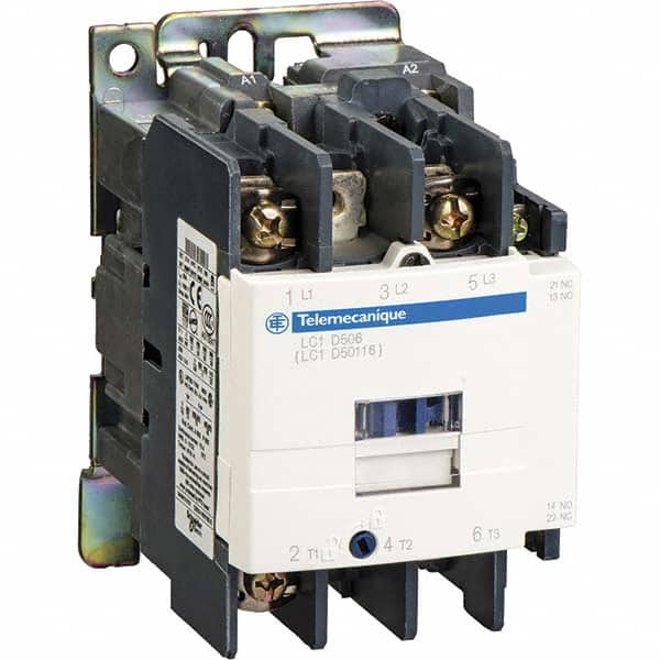 Schneider Electric - 3 Pole, 120 Coil VAC at 50/60 Hz, 50 Amp at 440 VAC and 80 Amp at 440 VAC, Nonreversible IEC Contactor - Exact Tool & Supply