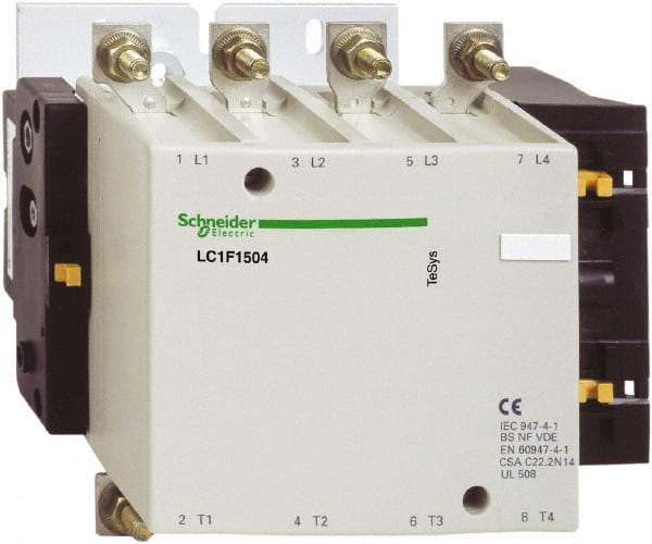 Schneider Electric - 4 Pole, 24 Coil VDC, 250 Amp at 440 VAC, Nonreversible IEC Contactor - Bureau Veritas, CCC, CSA, DNV, EN/IEC 60947-1, EN/IEC 60947-4-1, GL, JEM 1038, LROS, RINA, RMRoS, RoHS Compliant, UL Listed - Exact Tool & Supply