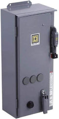 Square D - 3 Pole, 600 VAC, 27 Continuous Amp, 10 hp, Enclosed NEMA Combination Starter - NEMA 12, 30 Amp Short Circuit Protection - Exact Tool & Supply