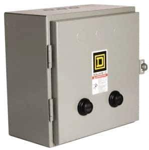 Square D - 110 Coil VAC at 50 Hz, 120 Coil VAC at 60 Hz, 18 Amp, Nonreversible Enclosed Enclosure NEMA Motor Starter - 1 Phase hp: 3 at 200 Volt, 3 at 230 Volt, 5 at 460-575 Volt, 1 Enclosure Rating - Exact Tool & Supply