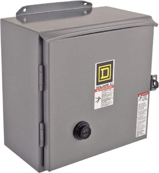 Square D - 110 Coil VAC at 50 Hz, 120 Coil VAC at 60 Hz, 45 Amp, NEMA Size 2, Reversible Enclosed Enclosure NEMA Motor Starter - 25 hp at 1 Phase, 12 Enclosure Rating - Exact Tool & Supply