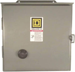 Square D - 110 Coil VAC at 50 Hz, 120 Coil VAC at 60 Hz, 18 Amp, Reversible Enclosed Enclosure NEMA Motor Starter - 3 Phase hp: 3 at 200 VAC, 3 at 230 VAC, 5 at 460 VAC, 5 at 575 VAC, 12 Enclosure Rating - Exact Tool & Supply