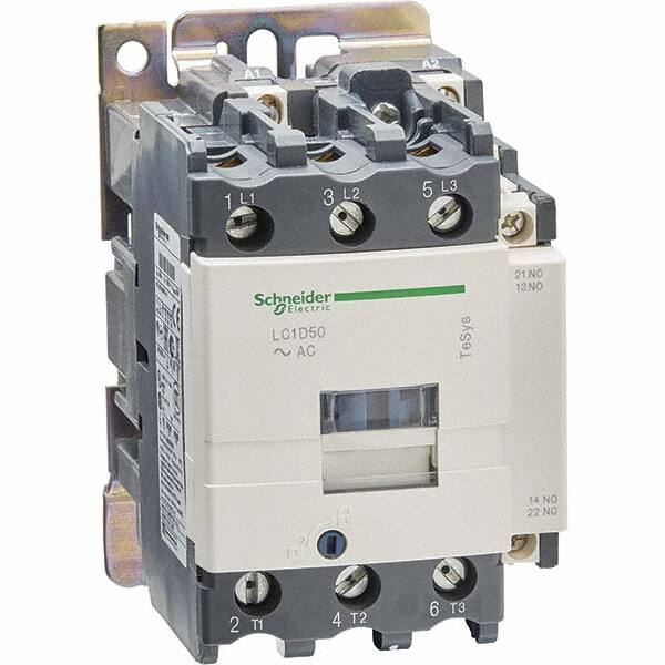 Schneider Electric - 3 Pole, 230 Coil VAC at 50/60 Hz, 50 Amp at 440 VAC and 80 Amp at 440 VAC, Nonreversible IEC Contactor - Exact Tool & Supply