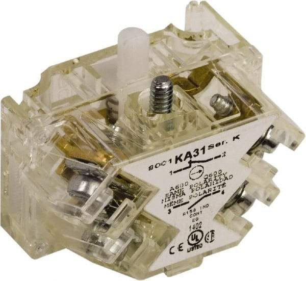 Schneider Electric - NO/NC, 5 Amp, Electrical Switch Contact Block - 300 V, Screw Terminal, 1.18 Inch Hole, 30mm Hole - Exact Tool & Supply