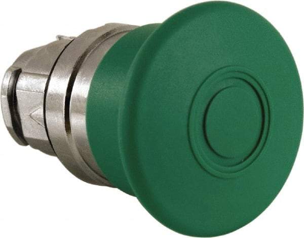Schneider Electric - 22mm Mount Hole, Extended Mushroom Head, Pushbutton Switch Only - Round, Green Pushbutton, Nonilluminated, Maintained (MA) - Exact Tool & Supply