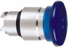 Schneider Electric - 22mm Mount Hole, Extended Mushroom Head, Pushbutton Switch Only - Round, Blue Pushbutton, Nonilluminated, Maintained (MA) - Exact Tool & Supply