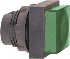 Schneider Electric - 22mm Mount Hole, Extended Straight, Pushbutton Switch Only - Square, Green Pushbutton, Illuminated, Momentary (MO) - Exact Tool & Supply