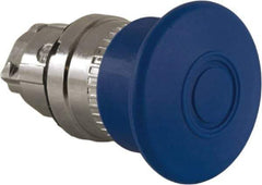 Schneider Electric - 22mm Mount Hole, Extended Mushroom Head, Pushbutton Switch Only - Round, Blue Pushbutton, Nonilluminated, Maintained (MA) - Exact Tool & Supply