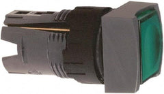 Schneider Electric - 16mm Mount Hole, Flush, Pushbutton Switch Only - Square, Green Pushbutton, Illuminated, Momentary (MO), Vibration Resistant - Exact Tool & Supply