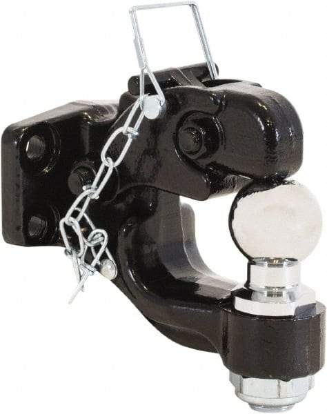 Buyers Products - 16,000 Lb Capacity, 6.86" Long, 2" Shank, Pintle Hook Hitch Drawbar with Ball - Vehicle Class Unrated, 9/16" Ball Hole Diam, 2" Ball Diam - Exact Tool & Supply