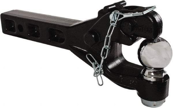 Buyers Products - 12,000 Lb Capacity, 15.52" Long, 2" Shank, Pintle Hook Hitch Drawbar with Ball - Vehicle Class Unrated, 9/16" Ball Hole Diam, 2" Ball Diam - Exact Tool & Supply