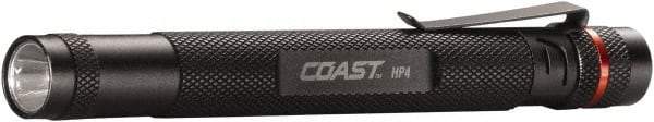 Coast Cutlery - White LED Bulb, 100 Lumens, Industrial/Tactical Flashlight - Black Aluminum Body, 2 AAA Batteries Included - Exact Tool & Supply