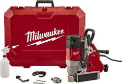 Milwaukee Tool - 1-5/8" Chuck, 5.125" Travel, Portable Electromagnetic Drill Press - 470-730 RPM, 13 Amps, 2.3 hp, 1750 Watts - Exact Tool & Supply
