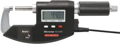 Mahr - 1 to 2" Range, 0.00005" Resolution, Standard Throat IP65 Electronic Outside Micrometer - Ratchet Stop Thimble, Carbide-Tipped Face, CR2032 Battery - Exact Tool & Supply