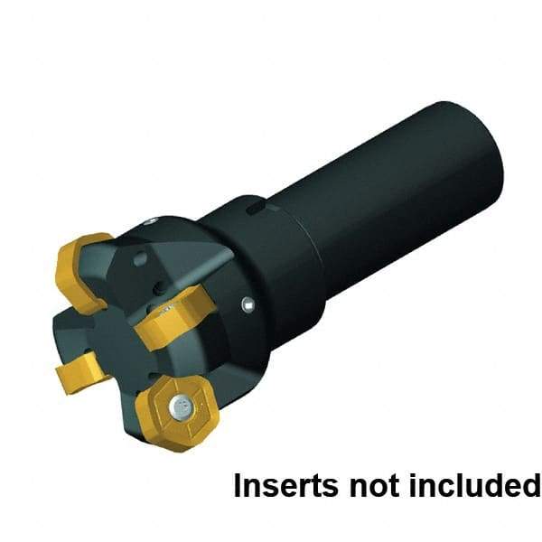 Kennametal - 45° Lead Angle, 51.01mm Max Cut Diam, 40mm Min Cut Diam, 4.5mm Max Depth of Cut, Indexable Chamfer and Angle End Mill - 3 Inserts, HNGJ0905ANENLD Insert Style, 107mm Overall Length, Through Coolant, Straight Shank, 90° Included Angle - Exact Tool & Supply
