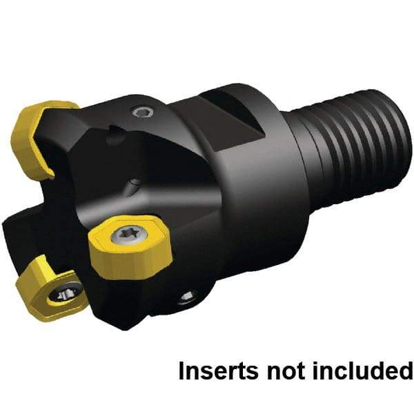 Kennametal - 45° Lead Angle, 33.18mm Max Cut Diam, 25mm Min Cut Diam, 3.23mm Max Depth of Cut, Indexable Chamfer and Angle End Mill - 3 Inserts, HNGJ0604ANENLD Insert Style, 56.5mm Overall Length, Through Coolant, Straight Shank, 90° Included Angle - Exact Tool & Supply