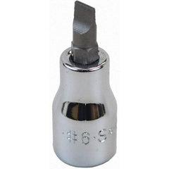 SK - Screwdriver & Drag Link Sockets - 3/8"DR #6 CHRM SLOTTED SCRDRVR SCKT BIT - Exact Tool & Supply