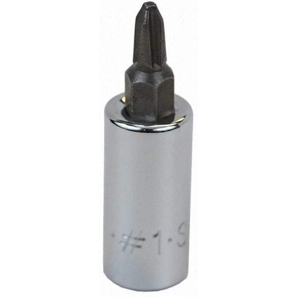 SK - Screwdriver & Drag Link Sockets - 3/8"DR #1 CHRM PHILLIPS SCRDRVR SCKT BIT - Exact Tool & Supply