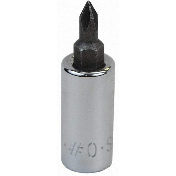 SK - Screwdriver & Drag Link Sockets - 3/8"DR #0 CHRM PHILLIPS SCRDRVR SCKT BIT - Exact Tool & Supply