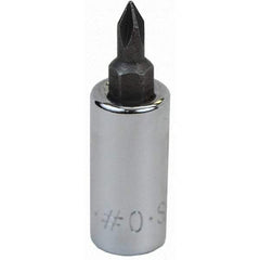 SK - Screwdriver & Drag Link Sockets - 3/8"DR #0 CHRM PHILLIPS SCRDRVR SCKT BIT - Exact Tool & Supply