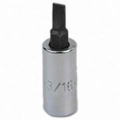 SK - Screwdriver & Drag Link Sockets - 3/8"DR 3/16" CHRM SLOTTED SCRDRVR SCKT BIT - Exact Tool & Supply