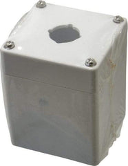 Eaton Cutler-Hammer - 1 Hole, 22-1/2mm Hole Diameter, Polycarbonate Pushbutton Switch Enclosure - 3-15/64 Inch High x 3-5/32 Inch Wide x 3-35/64 Inch Deep, 4, 12, 13, 4X NEMA Rated - Exact Tool & Supply