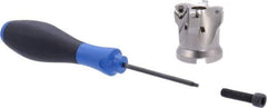 Seco - 4 Inserts, 1" Cutter Diam, 0.06" Max Depth of Cut, Indexable High-Feed Face Mill - 1/2" Arbor Hole Diam, 0.03" Keyway Width, 1.6" High, R220.21 Toolholder, 218.19-125.. Inserts, Series R220.21 - Exact Tool & Supply