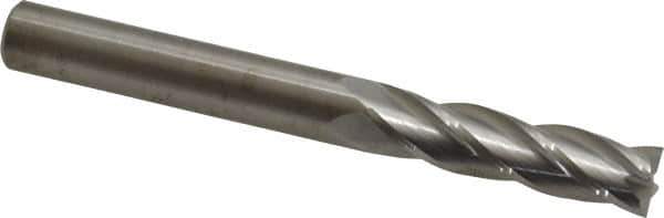 M.A. Ford - 3/8", 1-1/2" LOC, 3/8" Shank Diam, 3-1/2" OAL, 4 Flute, Solid Carbide Square End Mill - Single End, Uncoated, Spiral Flute, 30° Helix, Centercutting, Right Hand Cut, Right Hand Flute, Series 122 - Exact Tool & Supply