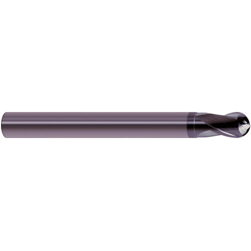 2.5 mm Dia. × 6 mm Shank × 2.5 mm DOC × 76 mm OAL, Carbide AlTiN, Spiral , 2 Flute, 30° Helix, Ballnose End Mill - Exact Tool & Supply