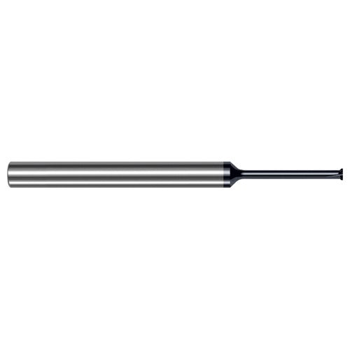 Back Deburring Mill - 0.0280″ Head Diameter × 0.2500″ (1/4″) Neck Length × 45° per side Carbide Back Deburring Mill, 3 Flutes, AlTiN Coated - Exact Tool & Supply