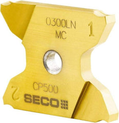 Seco - 2503019-A0072LNX4GK MC Grade CP500, 0.072" Cutting Width Carbide Grooving Insert - 0.256" Max Depth of Cut, Left Hand, 0.0075" Corner Radius, TiAlN/TiN Finish - Exact Tool & Supply